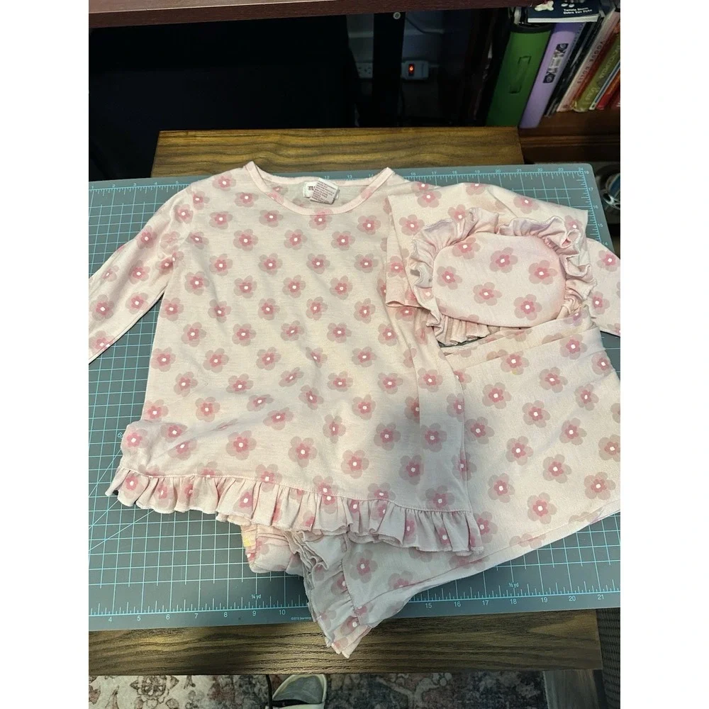 MY TWINN pink & Flower pajamas for girl Size M To match your doll!